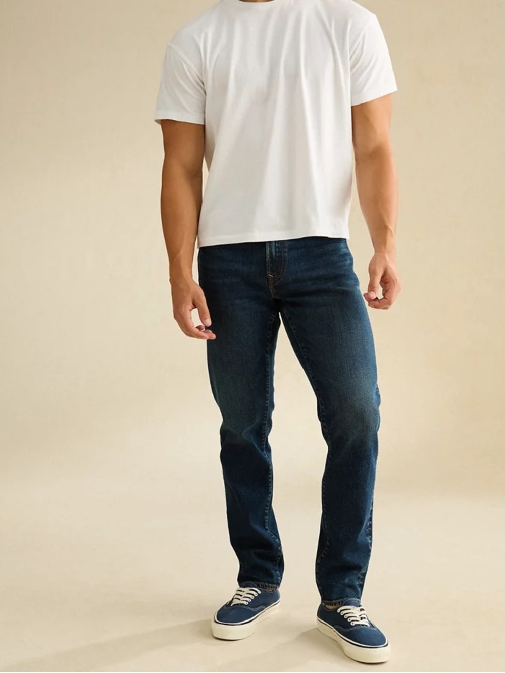 American Eagle Outfitters Men's Straight Jeans in Dark Blue - Picture 7 of 9
